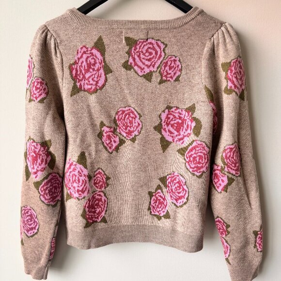 Anthropologie Heartloom Charla Rose Floral Cardigan Sweater - Picture 6 of 9
